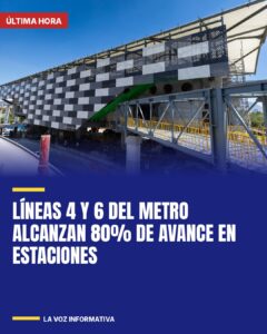 Líneas 4 y 6 del Metro alcanzan 80% de avance en estaciones