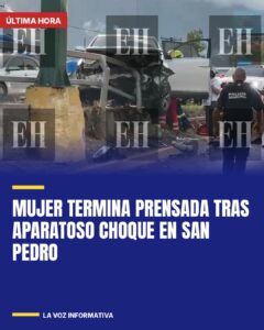 Mujer termina prensada tras aparatoso choque en San Pedro
