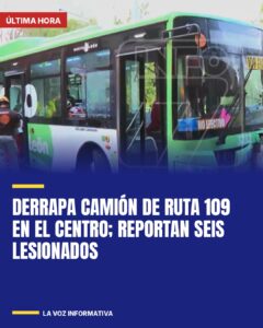 Derrapa camión de ruta 109 en el Centro; reportan seis lesionados