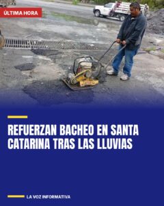 Refuerzan bacheo en Santa Catarina tras las lluvias