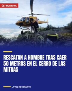 Rescatan a hombre tras caer 50 metros en el Cerro de las Mitras